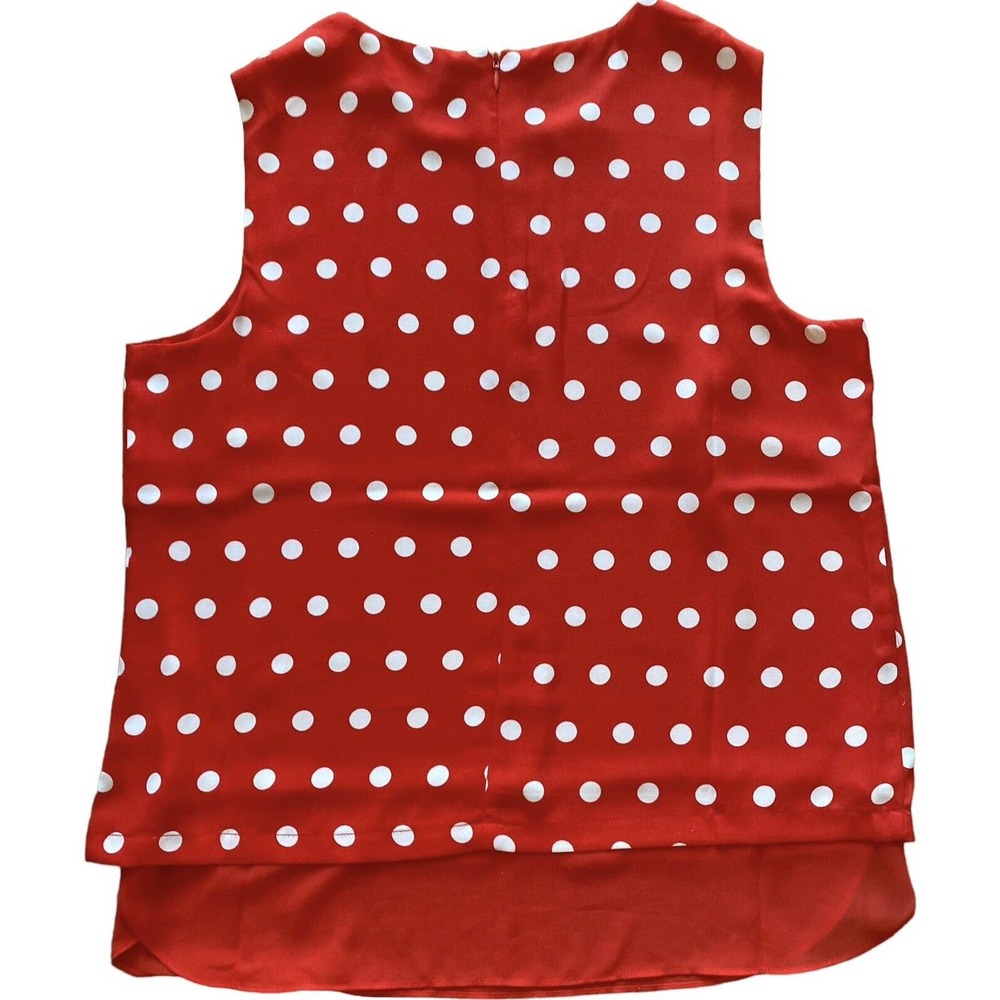 Women’s Rose and Olive Red with White Dots Tank Top Blouse Size Large - Picture 3 of 7
